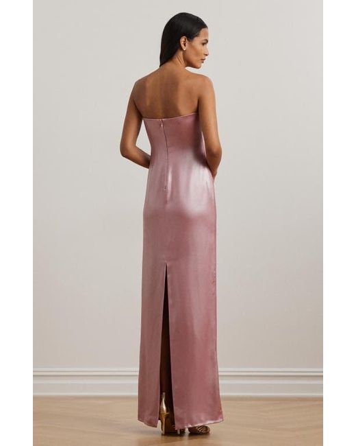 Ralph Lauren Purple Foil Strapless Charmeuse Gown