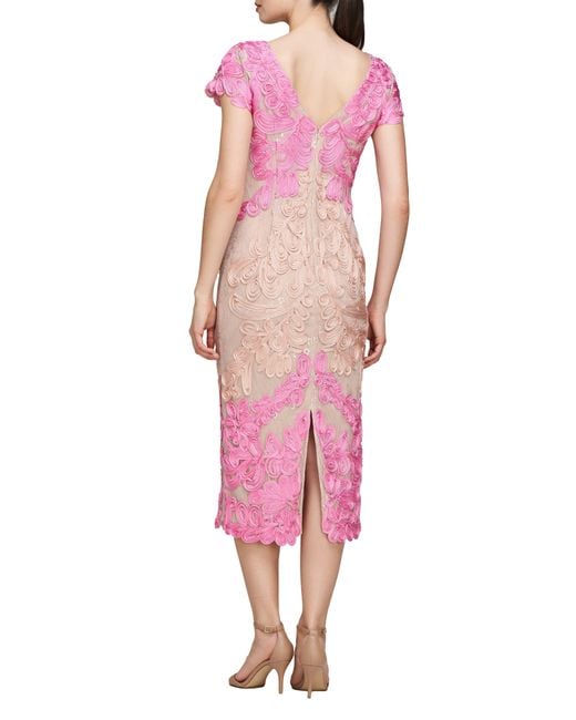 JS Collections Pink Soutache Lace Cocktail Dress