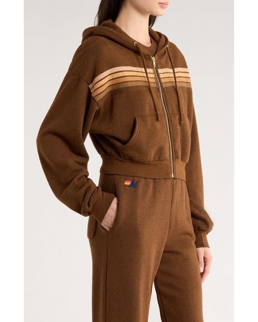 Aviator Nation Brown 5-Stripe Zip Hoodie