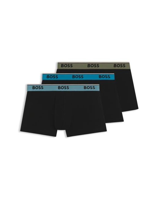 Boss Blue Assorted 3-Pack Power Stretch Cotton Trunks for men
