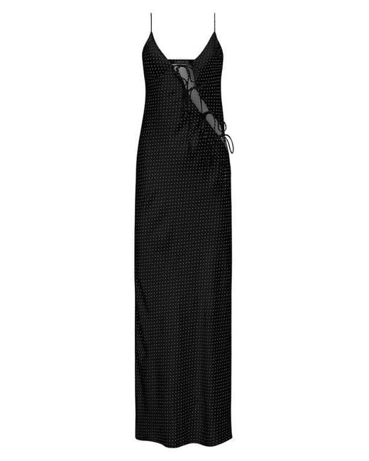 Lioness Blue About Polka Dot Cutotut Tie Detail Satin Slipdress