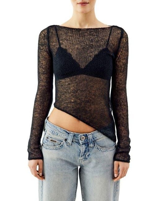 BDG Black Asymmetric Open Stitch Sweater