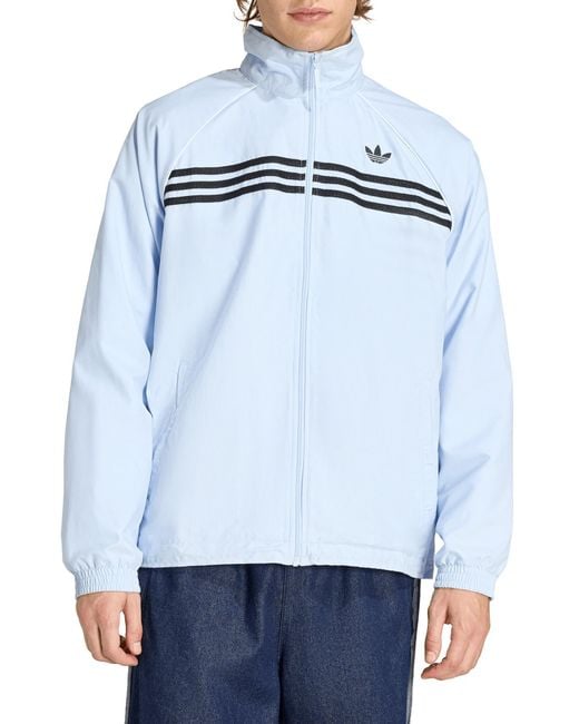 Adidas Blue Chest Stripes Track Jacket for men