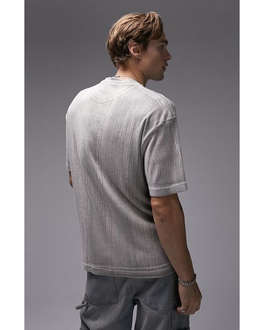 Topman Gray Oversize Stretch Cotton Rib T-shirt for men