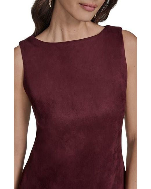 BCBGMAXAZRIA Red Sleeveless Faux Suede Minidress