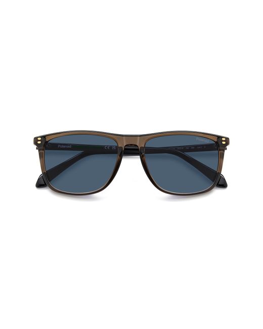 Polaroid Blue 55Mm Polarized Rectangular Sunglasses for men
