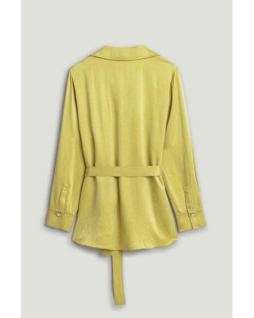 Nocturne Yellow Belted Shirt With Statement Buttons