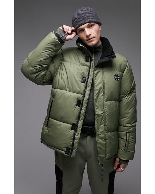 Topman Green Sno Puffer Jacket for men