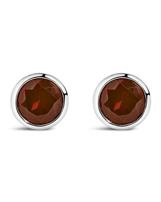 Haus of Brilliance Brown 925 Sterling 6Mm Bezel Set Created Gemstone Solitaire Stud Earrings