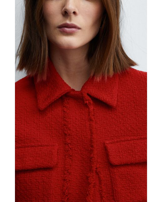 Mango Red Crop Tweed Jacket