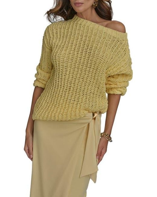 Donna Karan Green Open Stitch Sweater