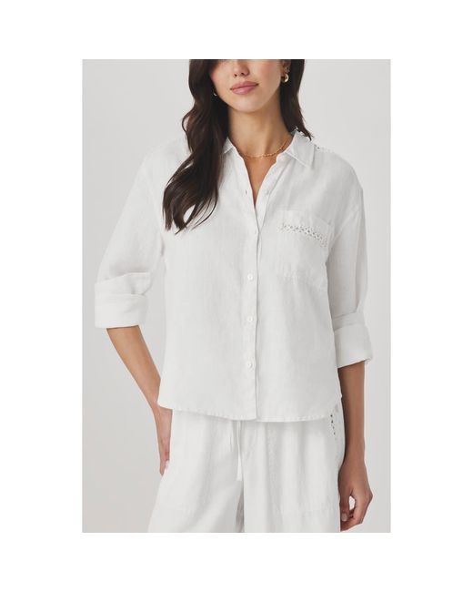 Splendid White Stella Linen Button Down Shirt