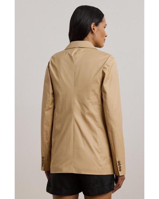 Ralph Lauren Brown Double Breasted Cotton Twill Blazer