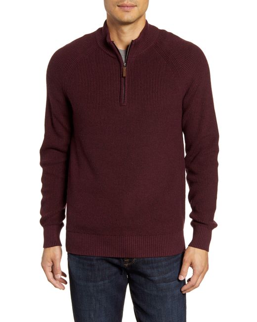 Nordstrom Cashmere Ribbed Quarter Zip Sweater in Burgundy (Purple) for ...