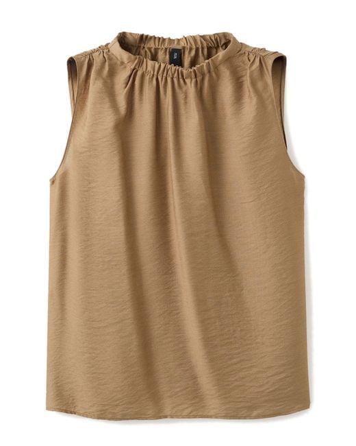 Mango Natural Mock Neck Satin Top
