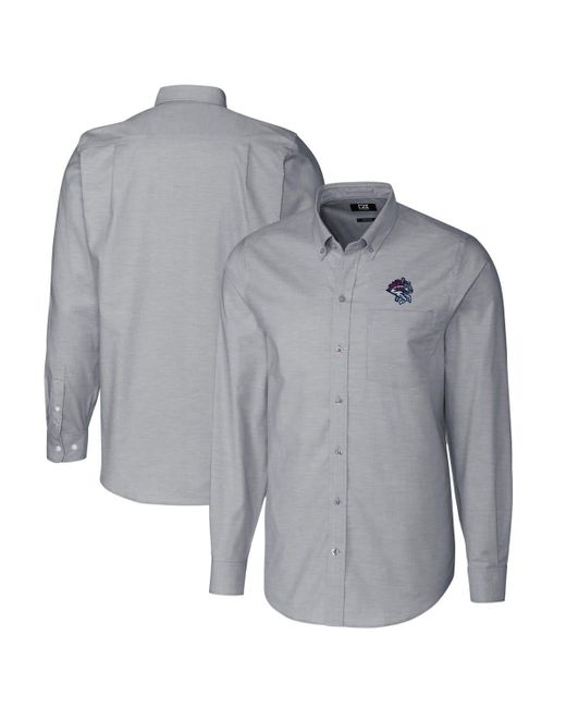 Cutter & Buck Gray Binghamton Rumble Ponies Oxford Stretch Long Sleeve Button-down Dress Shirt At Nordstrom for men