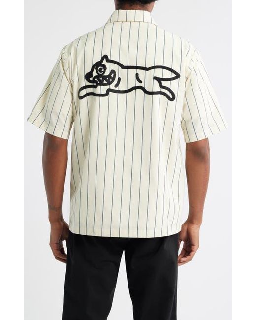 ICECREAM White Fruit By The Fruit Stripe Short Sleeve Cotton Graphic Button-Up Shirt for men