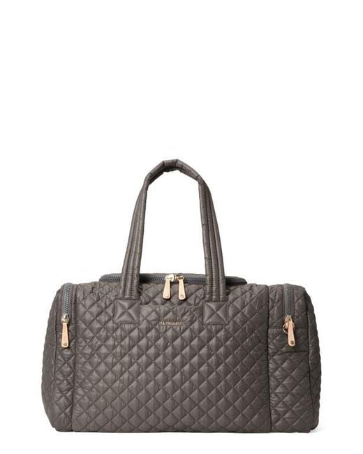 MZ Wallace Gray Large Metro Team Quilted Nylon Duffle Bag