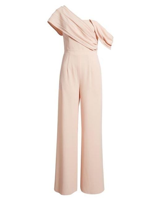Black Halo Pink Evelina Draped Off The Shoulder Wide Leg Jumpsuit