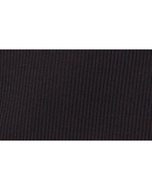 Cece Black Keyhole Rib Top