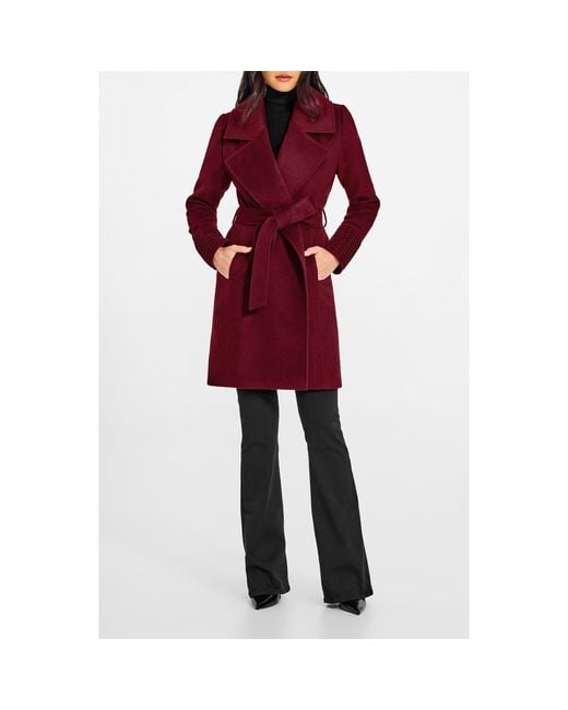 Sentaler Women's Red Alpaca Wool Wrap Coat