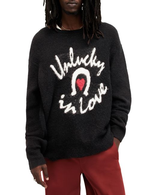AllSaints Black Lucky Love Alpaca & Wool Blend Sweater for men