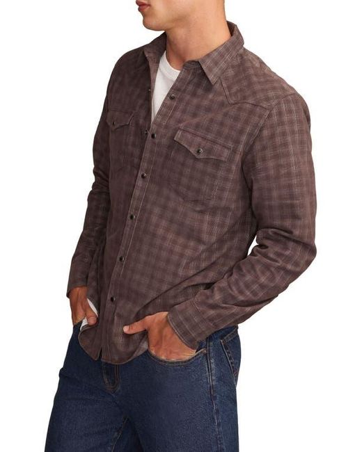 Lucky Brand Brown Plaid Long Sleeve Corduroy Western Shirt for men