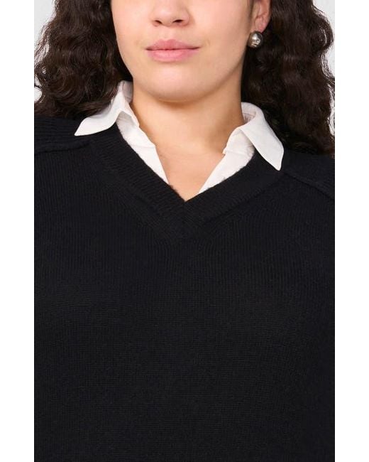 Halogen® Black Layered Look Wool Blend Sweater