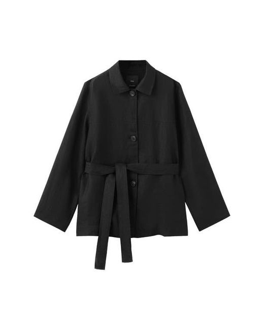 Mango Black Belted Linen Jacket
