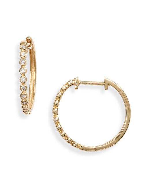 Bony Levy Metallic Monaco Beaded Diamond Hoop Earrings