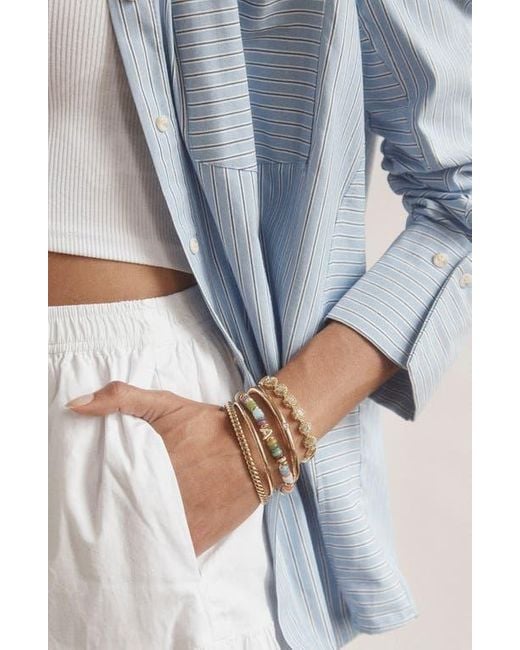 BaubleBar Blue Amaris Semiprecious Initial Beaded Stretch Bracelet