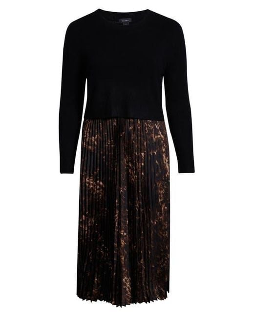 Halogen Mixed Media Long Sleeve Dress in Black | Lyst Halogen Mixed Media Long Sleeve Dress in Black | Lyst