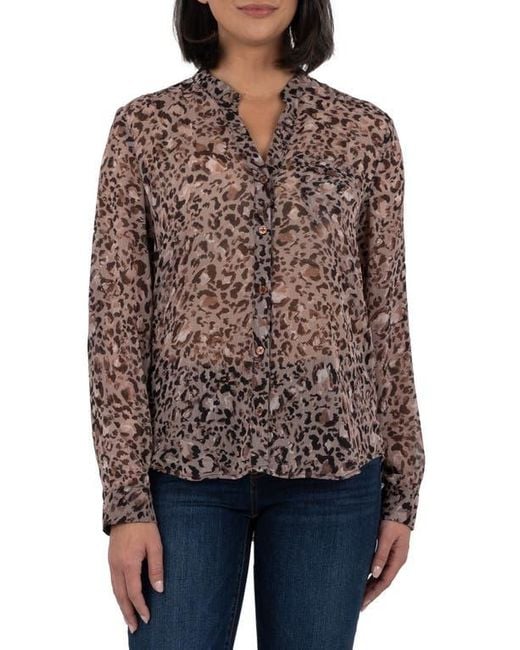 Kut From The Kloth Brown Jasmine Chiffon Button-Up Shirt