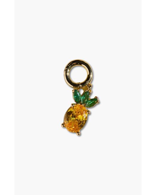 Nickel & Suede Metallic Pineapple Charm