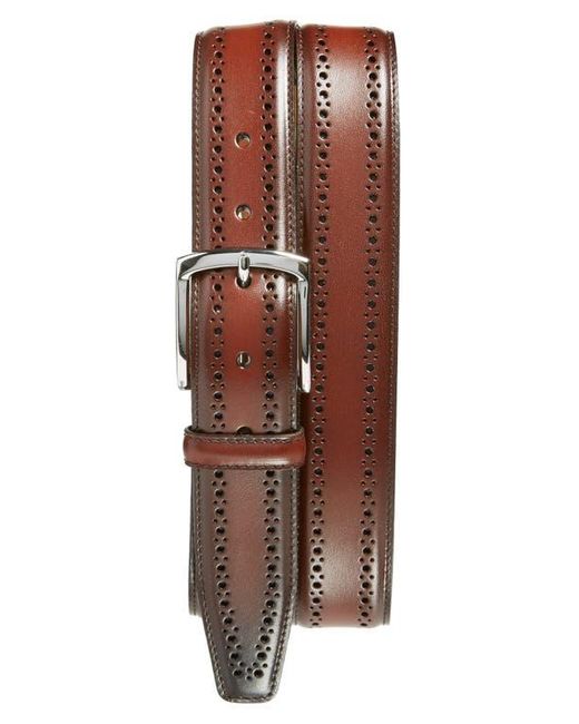 Allen Edmonds Brown Manistee Brogued Leather Belt for men