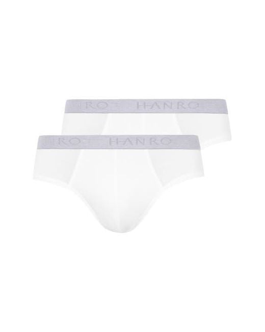 Hanro White Cotton Essentials 2-Pack Cotton Briefs for men