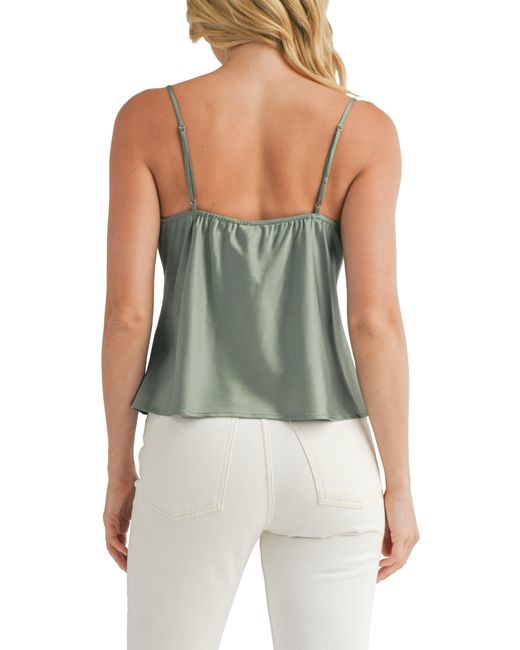 All In Favor Green Lace Trim Satin Camisole In At Nordstrom, Size X-small