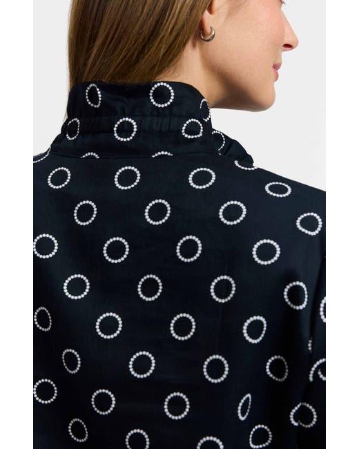 Foxcroft Black Carolina Circle Print Cotton Button-Up Shirt