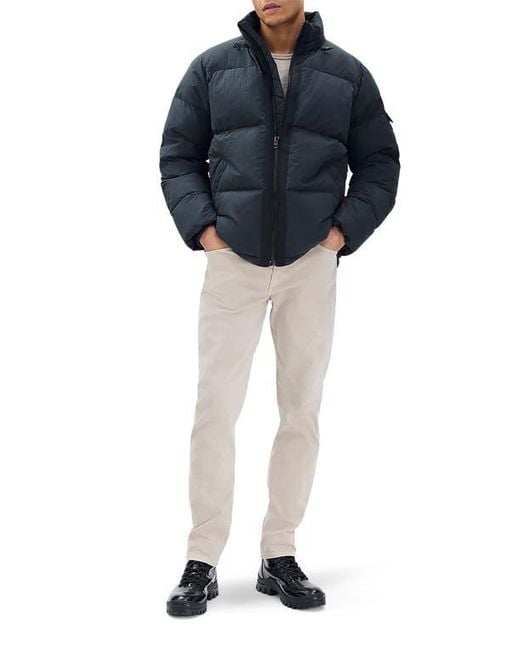 Rag & Bone Blue Daniel Quilted Down Puffer Jacket for men