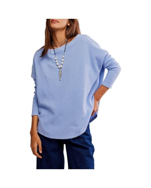 Free People Blue Latte Oversize Thermal Top