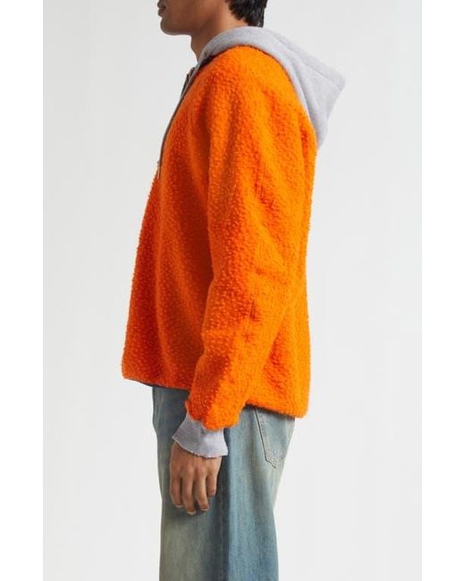 Stockholm Surfboard Club Orange Farm Colorblock Wool Blend Quarter Zip Hoodie for men