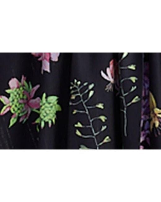 En Saison Black Harper Metallic Floral Long Sleeve Minidress