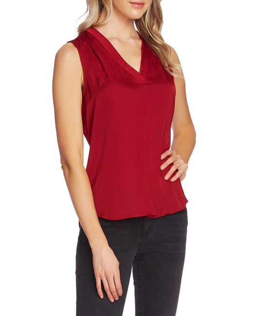 Vince Camuto Red Rumpled Satin Blouse
