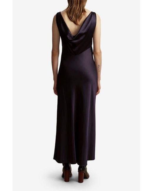 Marina Moscone Blue Cowl Back Satin Slipdress