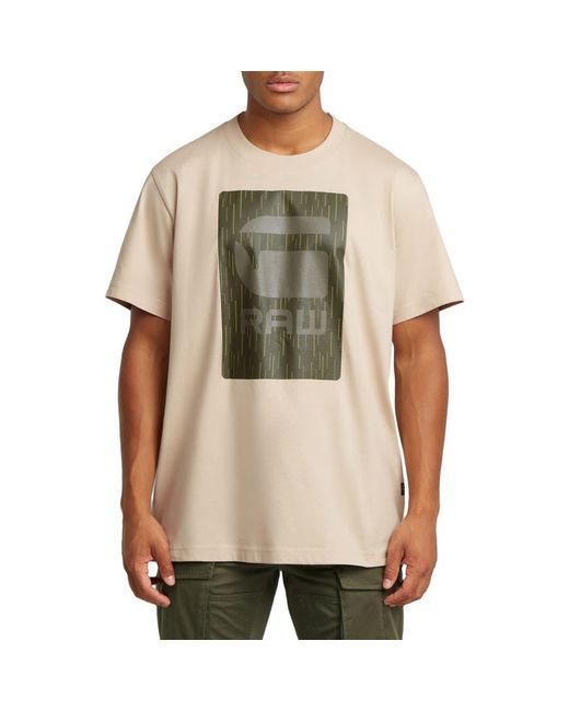 G-Star Natural Burger Box Rain Loose Organic Cotton Graphic T-Shirt for men