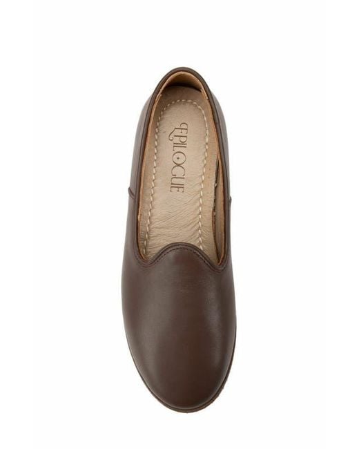 Epilogue Shoes Brown Dalya Leather Slip On Flats