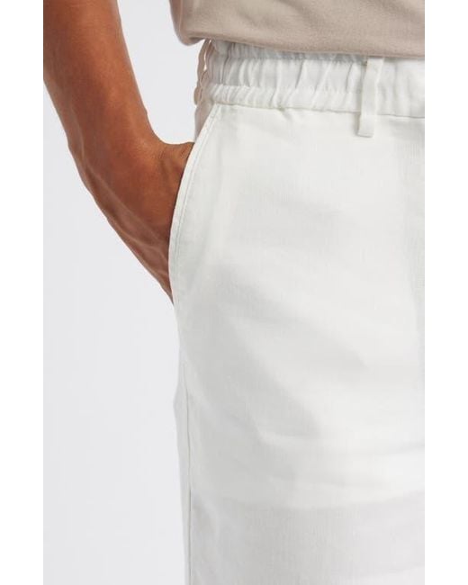 Boss White Kane Flat Front Linen Blend Drawstring Pants for men