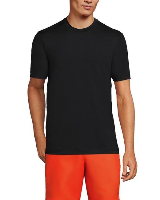 Lands' End Black Short Sleeve Swim Tee Rash Guard for men