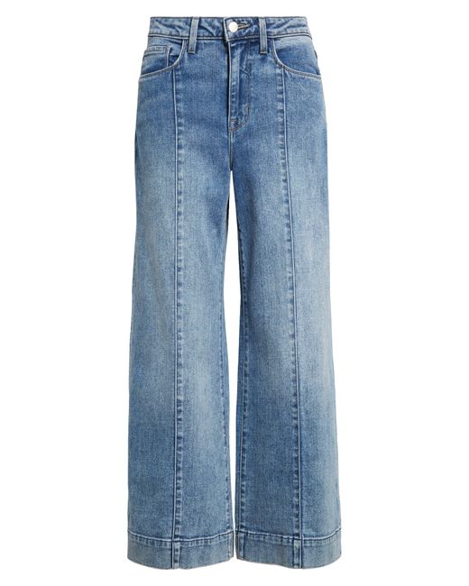 L'Agence Blue Houston Center Seam High Waist Crop Wide Leg Jeans