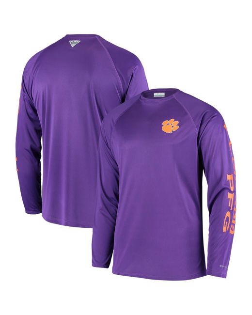 Columbia Clemson Tigers Terminal Tackle Omni-shade Raglan Long Sleeve  T-shirt At Nordstrom in Purple for Men